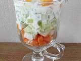 Verrine carotte concombre surimi et sa sauce fromage blanc