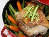 Gigot d'agneau Romarin , Carottes et Asperges Vertes