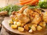 Poulet roti et pomme de terre fondante