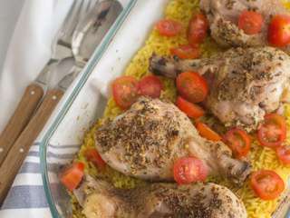 Pilons de poulet aux herbes de Provence et riz au curcuma