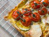 Quiche aux tomates cerises, courgette et fromage de chèvre