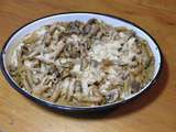 Gratin de penne, champignons et tofu fume