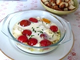 Oeuf cocotte, féta et tomate cerise