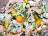 Salade de crevettes, araignée, mangue, citron vert