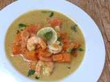 Soupe de patates douces aux crevettes