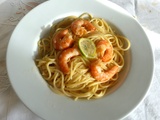 Spaghettis aux crevettes et pastis