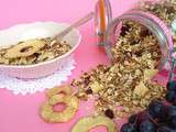 Granola amandes, raisins, cannelle et pommes séchées