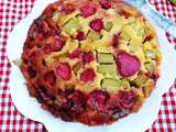 Gâteau renversé et renversant à la rhubarbe et à la fraise / Upside-down rhubarb and strawberry cake