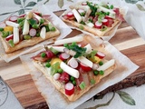 Tartelettes aux légumes de printemps, bacon et oeufs de caille