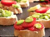 Bruschettas fraise, fèves & avocat – Vegan