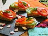 Crostinis tricolores aux 3 tomates – Vegan