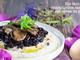 Riz noir, champignons caramélisés sur lit de crème de fenouil