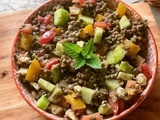 Salade de lentilles, poivrons confits & feta végétale