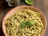 Spaghetti au pesto de petits pois