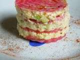 Millefeuille de betterave chioggia et de crabe