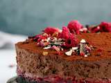 Gâteau mousse au chocolat et framboises