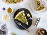 Quiche aux courgettes, pesto et chèvre avec une pâte à tarte aux graines