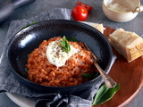 Risotto aux tomates, harissa et burrata