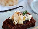 Toasts de pain d’épices, poires et gorgonzola