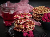 Gaufres liégeoises aux pralines rose