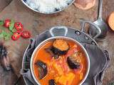 Curry d'aubergine et patate douce au lait de coco