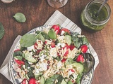 Salade d'orzo épinards , fêta et vinaigrette au basilic frais