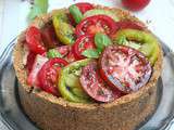 Tarte en croûte de riz à la tomates, ricotta et chèvre frais