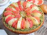 Tarte pisatches, poires et pomelos