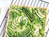 Tarte printanière : pâte à l'huile d'olive et légumes verts