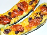 Barquettes de courgette façon tex-mex (haricots rouges, tomates, maïs, cheddar)