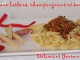 Casarecce aux lardons, champignons et sauce basilic