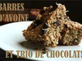 Barres à l'avoine et trio de chocolats