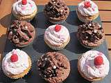 Assortiment cupcakes aux framboises et au chocolat