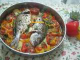 Daurade au four pommes de terre-tomates-poivrons