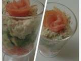 Verrine saumon avocat crabe