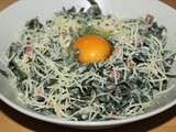 Pâtes Tagliatelles à la Spiruline façon Carbonara