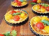 Tartelette au tomates, oignons confits et gorgonzola