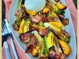 Salade de sucrines grillées, nectarines et burrata