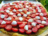 Tarte fine tomates cerises, pesto et mozzarella