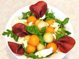 Salade de melons, mozzarella et bresaola