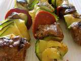 Brochettes de boeuf, courgette et chorizo