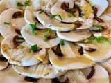 Carpaccio de champignons, sauce moutardée