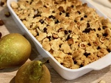 Crumble poires et pommes aux noisettes et pépites de chocolat