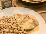 Escalope de veau, sauce à la crème et à la moutarde