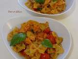 Farfalle aux tomates cerises, saumon fumé et basilic