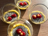 Graines de chia au lemon curd et framboises