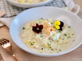 Risotto aux poireaux et crevettes