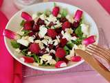 Salade rose à la betterave, framboise et radis