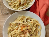 Spaghetti au saumon fumé et au fenouil