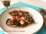 Aubergines, halloumi et sauce vierge